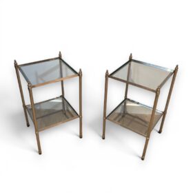 Pair of Silver Plated and Brass Side Tables Attributed to Maison Jansen