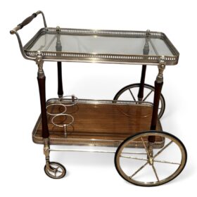 Mahogany and Silvered Brass Drinks Trolley by Maison Jansen