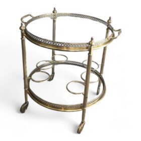 Neoclassical Style Brass Round Drinks Trolley attributed to Maison Jansen