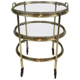 Neoclassical Maison Jansen Bar Trolley with 3 Removable Shelves