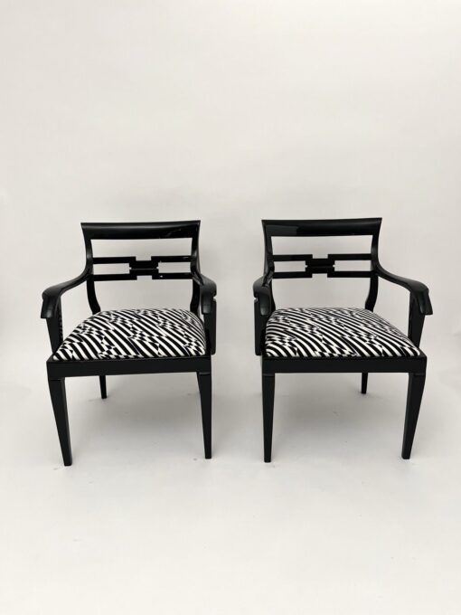Pair of German Art Deco Armchairs, Black Lacquer, 1925 - Image 2