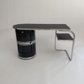 Small Bauhaus Desk by Mauser Werke, Black Lacquer, 1954