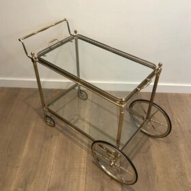 Maison Bagués, Neoclassical Style Silvered Brass Drinks Trolley, French