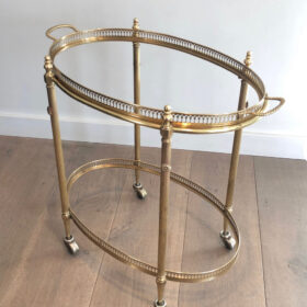 Oval Neoclassical Brass Drinks Trolley by Maison Jansen