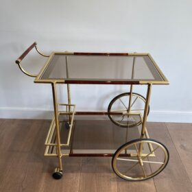 Vintage French Brass Bar Cart from the 1970s