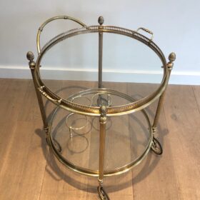 Maison Bagués Neoclassical Style Round Brass Drinks Trolley