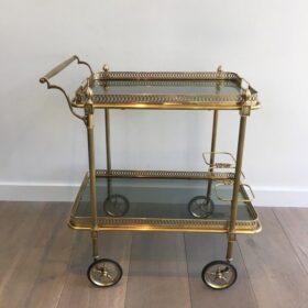 Maison Jansen Brass Bart Cart with Glass Shelves