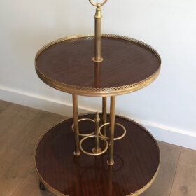 Round Mahogany and Brass Drinks Trolley Maison Jansen