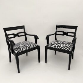 Pair of German Art Deco Armchairs, Black Lacquer, 1925