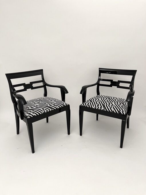 Pair of German Art Deco Armchairs, Black Lacquer, 1925 - Image 3