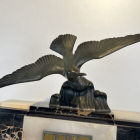 French Art Deco Mantel Clock with Albatross Sculpture, Circa 1930