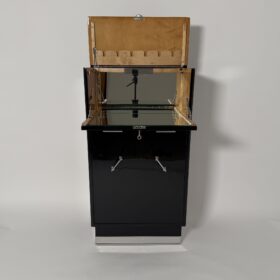 Art Deco Rotating Bar Cabinet, Black Lacquer, France circa 1930