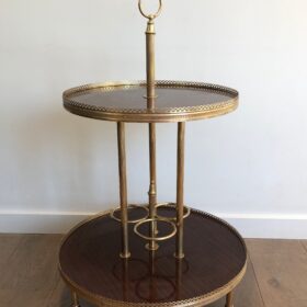 Round Mahogany and Brass Drinks Trolley Maison Jansen