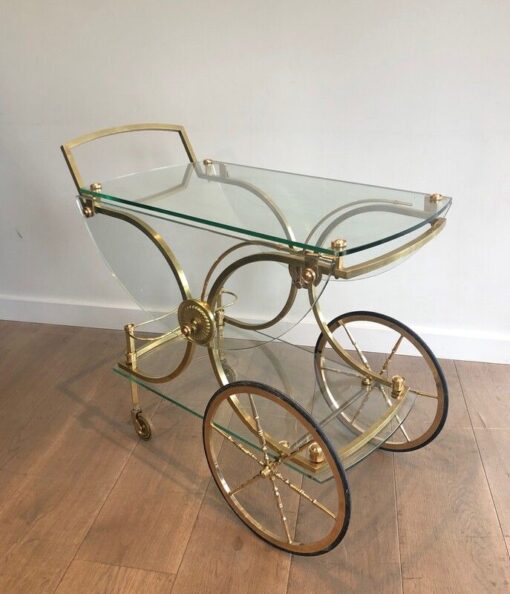 Neoclassical Brass Drinks Trolley - Side Profile - Styylish