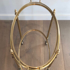 Oval Neoclassical Brass Drinks Trolley by Maison Jansen