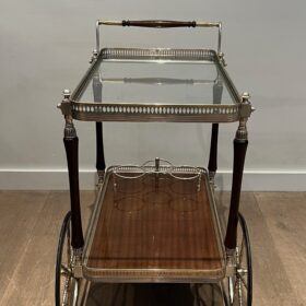 Mahogany and Silvered Brass Drinks Trolley by Maison Jansen