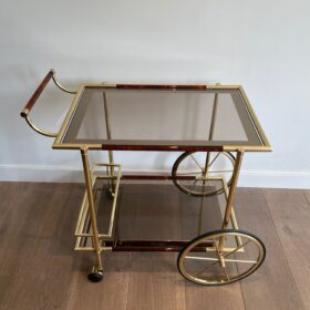 Vintage French Brass Bar Cart from the 1970s