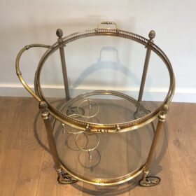 Maison Bagués Neoclassical Style Round Brass Drinks Trolley