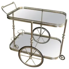 Neoclassical Style Silvered Brass Drinks Trolley in the Style of Maison Jansen