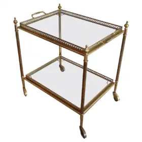 Neoclassical Style Brass Drinks Trolley with Removable Trays in the style of Maison Jansen