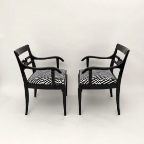 Pair of German Art Deco Armchairs, Black Lacquer, 1925