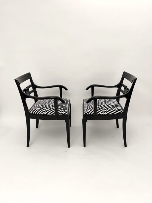 Pair of German Art Deco Armchairs, Black Lacquer, 1925 - Image 4