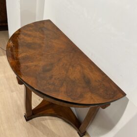Biedermeier Demi-Lune Console Table, Walnut Veneer, Maple, Austria circa 1830