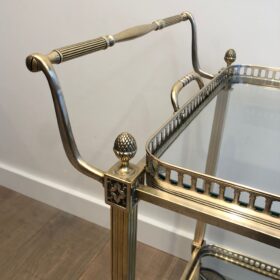 Neoclassical Style Silvered Metal and Brass Drinks Trolley by Maison Baguès