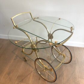 Neoclassical Brass Drinks Trolley with Removable Glass Sides, France