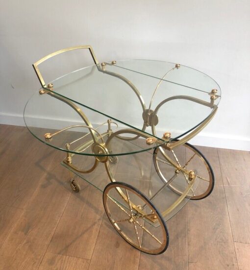 Neoclassical Brass Drinks Trolley - Side Front Profile - Styylish