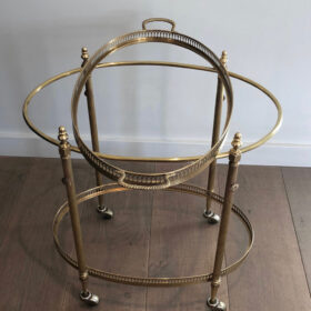 Oval Neoclassical Brass Drinks Trolley by Maison Jansen