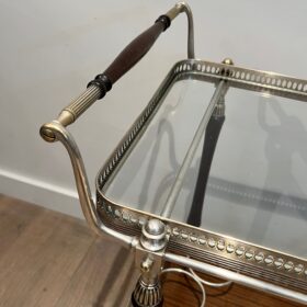 Mahogany and Silvered Brass Drinks Trolley by Maison Jansen