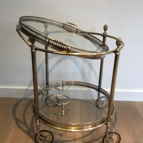 Maison Bagués Neoclassical Style Round Brass Drinks Trolley