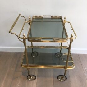 Maison Jansen Brass Bart Cart with Glass Shelves