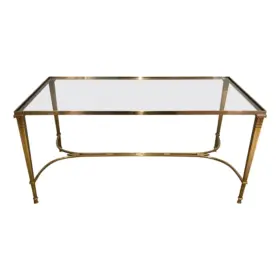 Neoclassical Style Brass Coffee Table by Maison Jansen