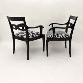 Pair of German Art Deco Armchairs, Black Lacquer, 1925