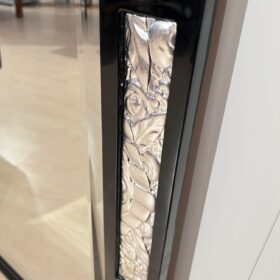 French Art Deco Wall Mirror, Black Lacquer, Silver Leaf, 1930