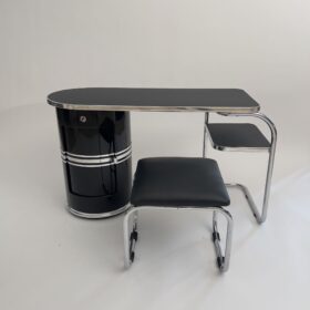 Small Bauhaus Desk by Mauser Werke, Black Lacquer, 1954