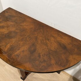Biedermeier Demi-Lune Console Table, Walnut Veneer, Maple, Austria circa 1830