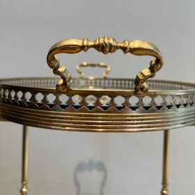 Oval neoclassical Brass Bar Cart, attributed to Maison Jansen.