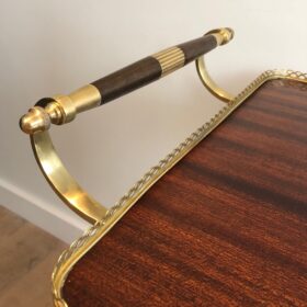 Mahogany and Brass Bar Cart in the style of Maison Jansen.