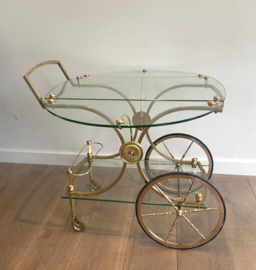 Neoclassical Brass Drinks Trolley - Side Profile - Styylish