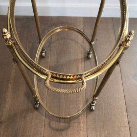 Oval Neoclassical Brass Drinks Trolley by Maison Jansen