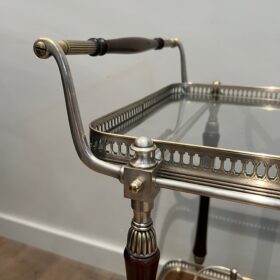 Mahogany and Silvered Brass Drinks Trolley by Maison Jansen