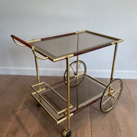 Vintage French Brass Bar Cart from the 1970s