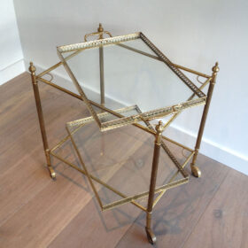 Neoclassical Style Brass Drinks Trolley with Removable Trays in the style of Maison Jansen