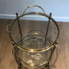 Maison Bagués Neoclassical Style Round Brass Drinks Trolley