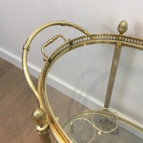 Neoclassical Style Oval Brass Drinks Trolley with Removable Trays by Maison Bagués