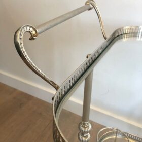 Neoclassical Style Silvered Brass Drinks Trolley in the Style of Maison Jansen