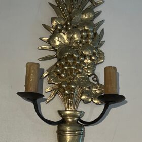 Pair of Bronze and Wrought Iron Sconces